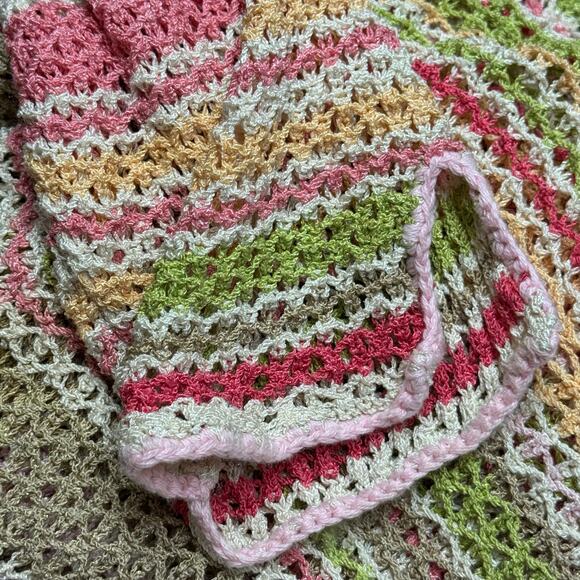 Talbots Open Stitch Crochet Silk Sweater Colorful Striped Pullover Size Medium - Picture 6 of 8